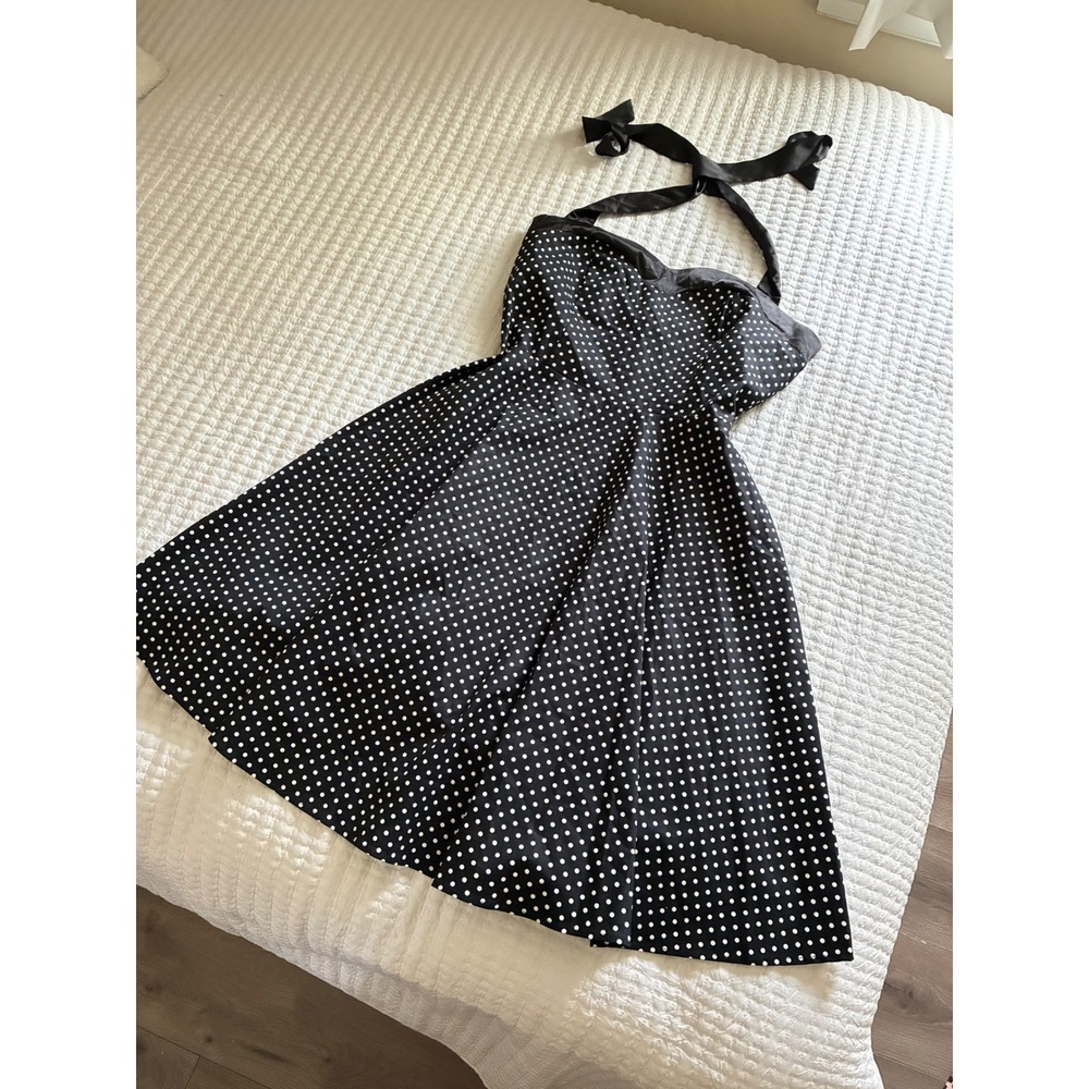 Dresstells Black Polka Dot Halter Dress Retro 50s Rockabilly Swing 2XL NWT